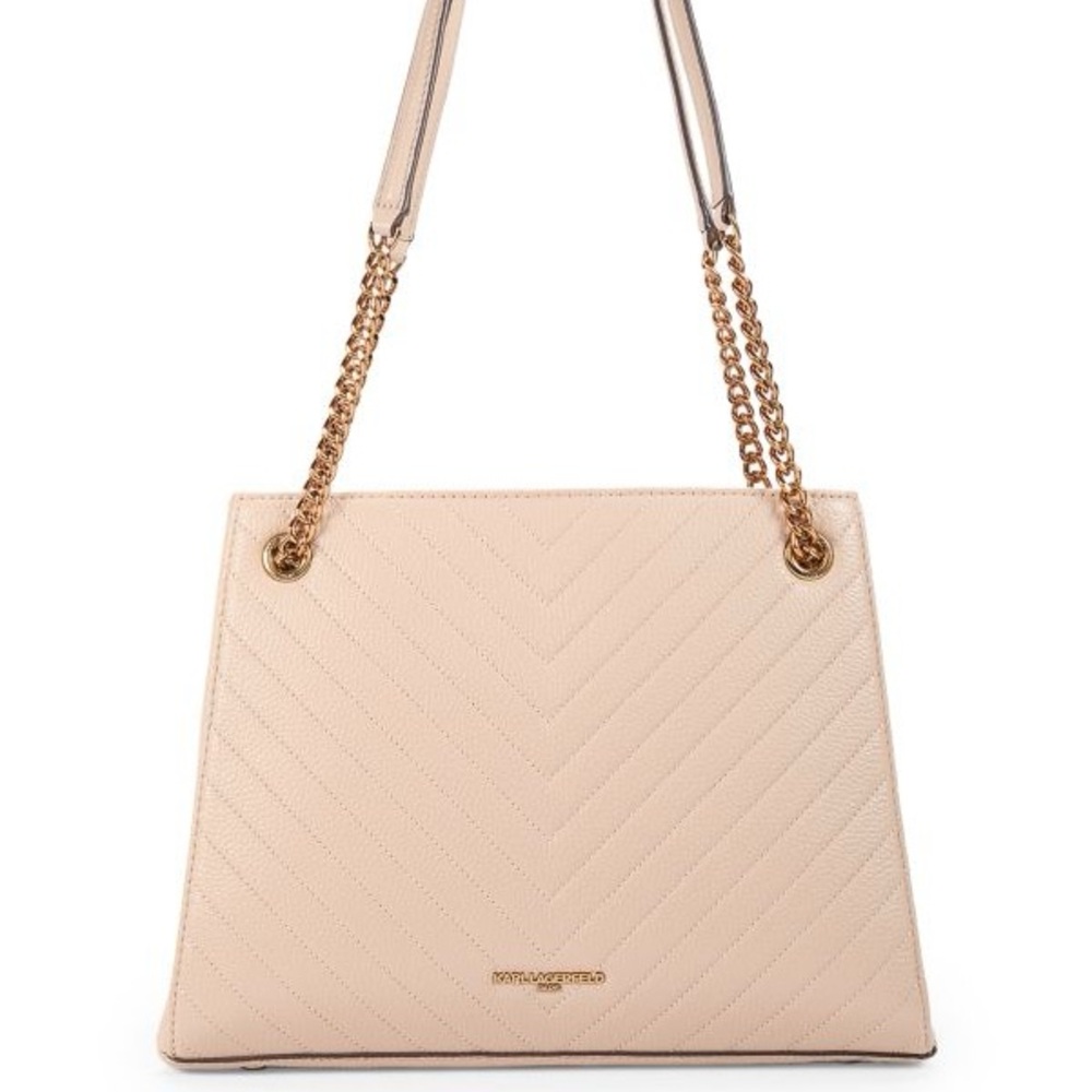 KARL LAGERFELD PARIS Charlotte Chevron Quilted Leather Shoulder Tote Bag